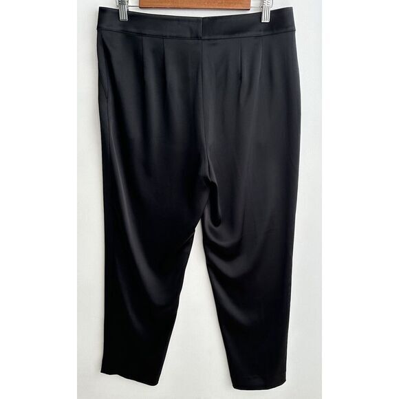 St. John Couture Size 8 Black Liquid Satin Career Party Ankle Leg Dress Up Pants - Picture 5 of 7